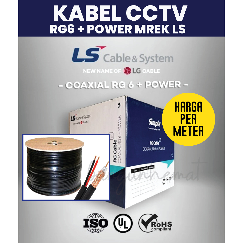 Kabel CCTV Outdoor Coaxial LS RG6 + Power - Black RG6 Original METERAN