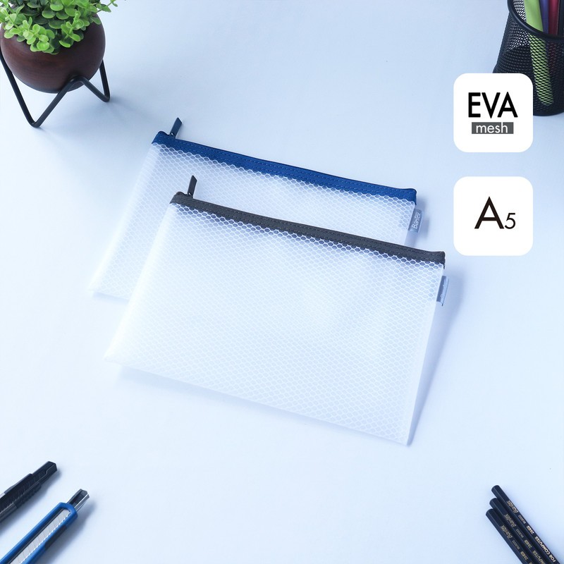 

[Stationery Spectrum] Bantex Pouch A5 Zipper Bag Jaring Transparan Bahan EVA Mesh BF2101