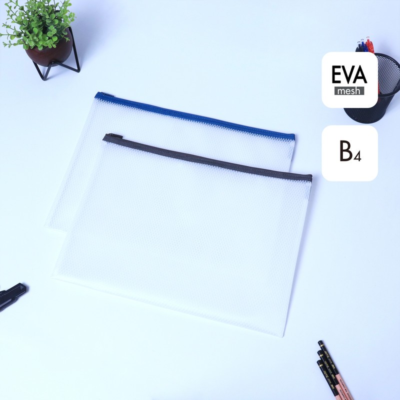 

[Stationery Spectrum] Bantex Zipper Bag Jaring B4 Transparan / Document Bag Resleting Bahan EVA Mesh BF2104