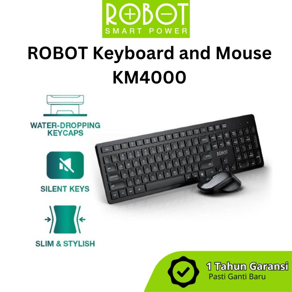 ROBOT KM4000 Keyboard Mouse Wireless Combo Bluetooth Receiver USB