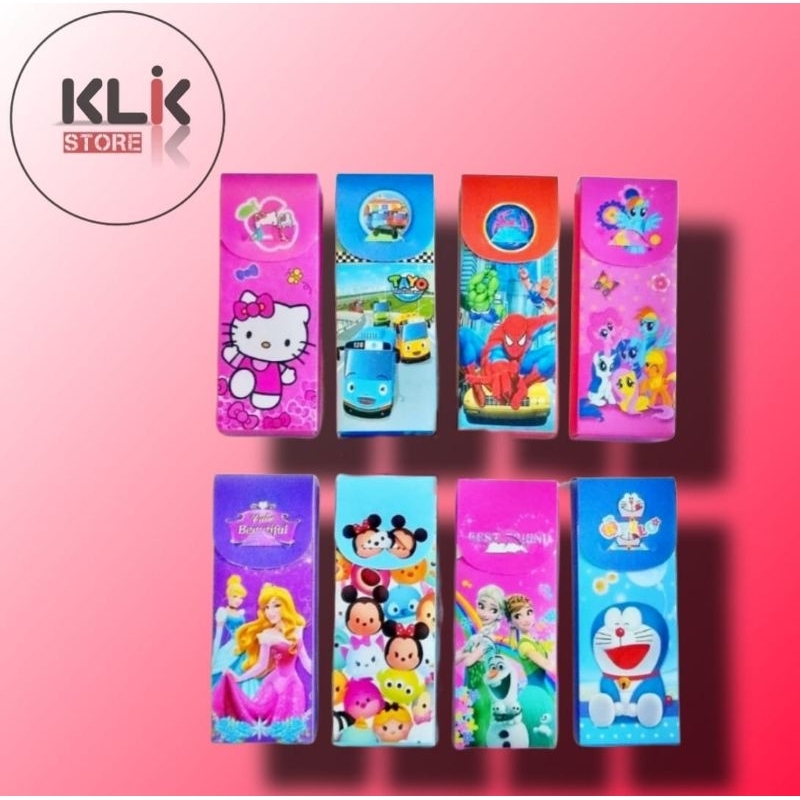 

Tempat Pensil Mika Rakit / Pensil Case Fancy Karakter Lucu / Kotak Pensil Lipat