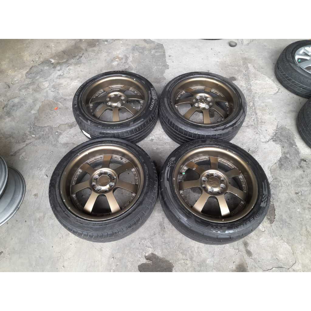 VELG MOBIL RACING HRE RING 16 LEBAR 7 PCD 4X100, 4X1114 ET40 + BAN 195 50 R16 BRIO AVANZA XENIA LIVI