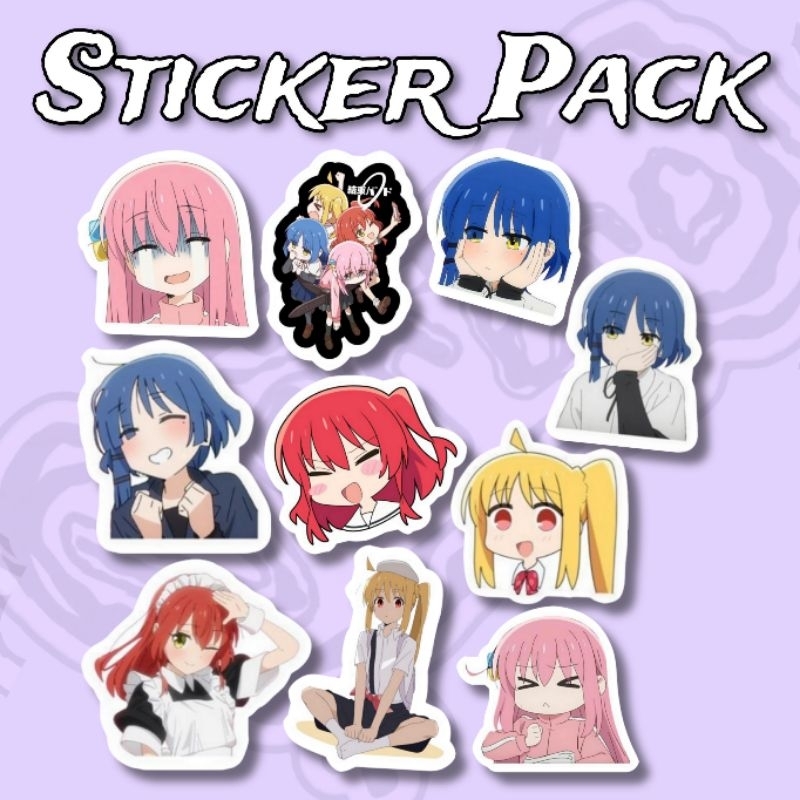 

Sticker Anime Bocchi The Rock Pack isi 10 pcs vinyl waterproof