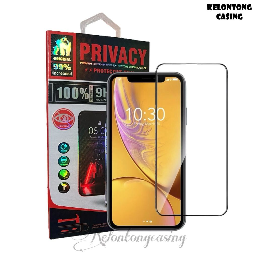 (Unlock Finger Print) Privacy Glass / Dust Proof Full Screen Protector Anti Spy Tempered Glass 9H Un
