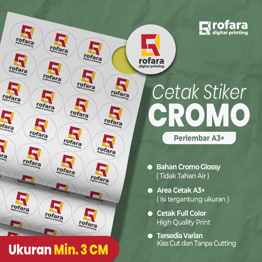 

Stiker Cromo Glossy A3+ | Kiss cut