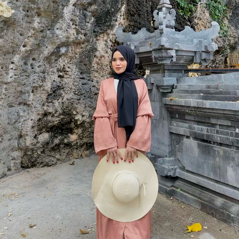 Zaafashion - Haneen Set Abaya Outer Inner Belt | Abaya Silk santorini | Long Cardigan | Gamis Outer 