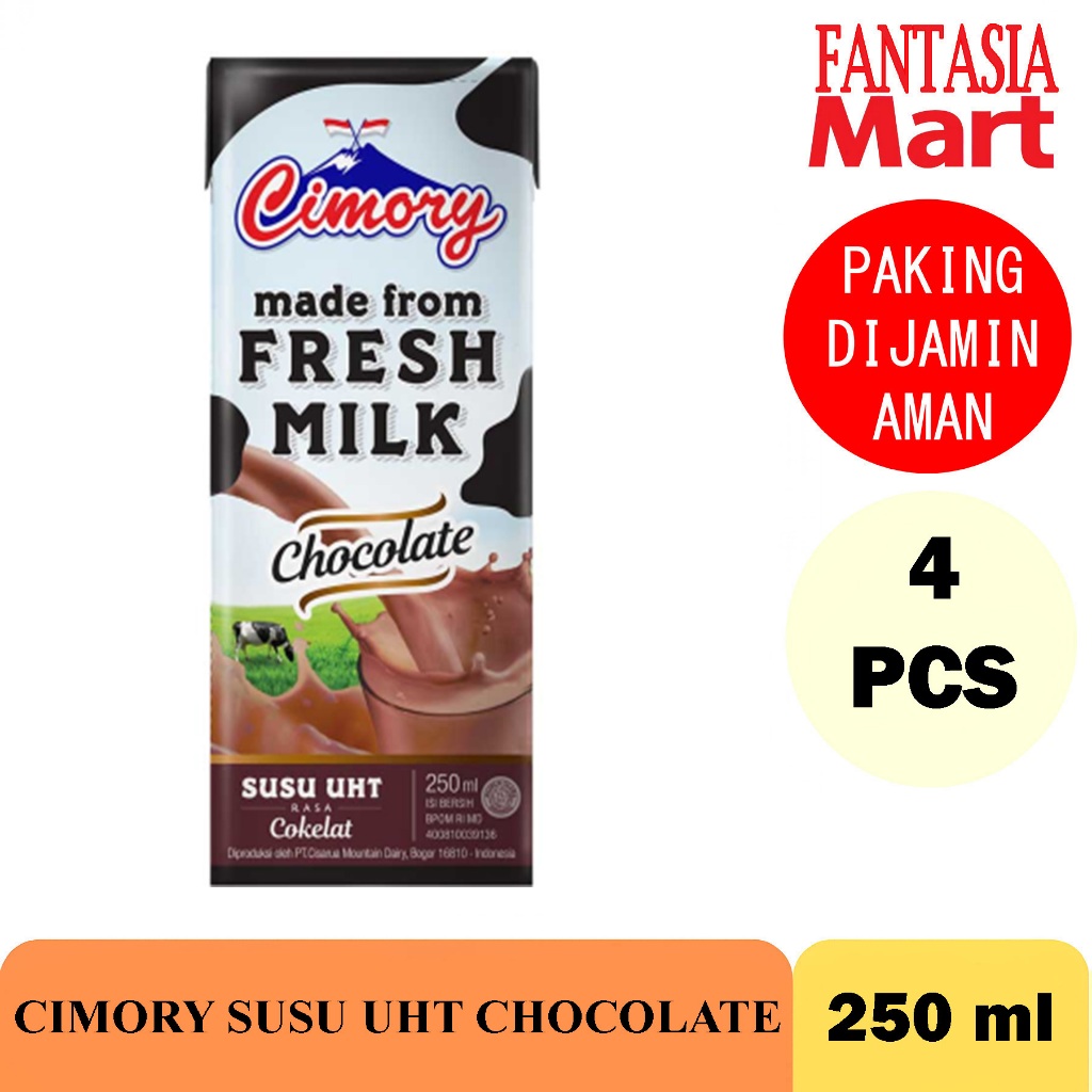 

CIMORY SUSU CHOCOLATE UHT 250 ML PACK ISI 4 PCS FUN CORNER DENGAN PAKING AMAN