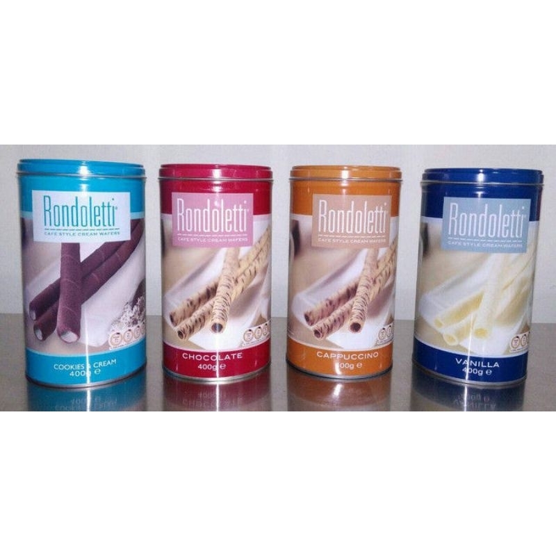 

Rondoletti Wafer Roll Astor Coklat, Cappucino, Vanilla, Cookies & Cream