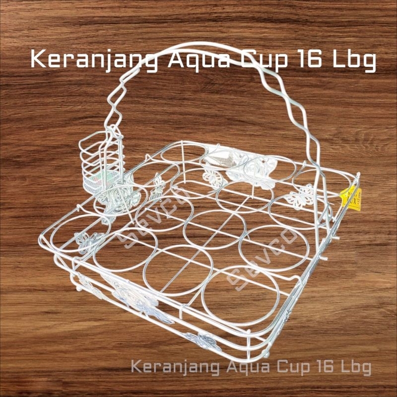 Tempat Aqua Cup Gelas Stainless 16 Lubang/ Rak Aqua Cup/ Keranjang Cup Aqua isi 16