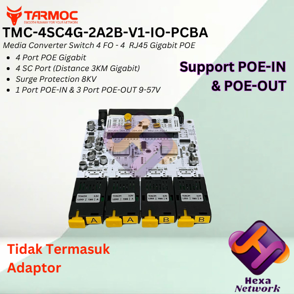 Tarmoc TMC-4SC4G-2A2B-V1-IO-PCBA | Media Converter 4 FO 4 LAN / 4FO 4LAN 4SC 4LAN 4 SC 4 LAN Gigabit