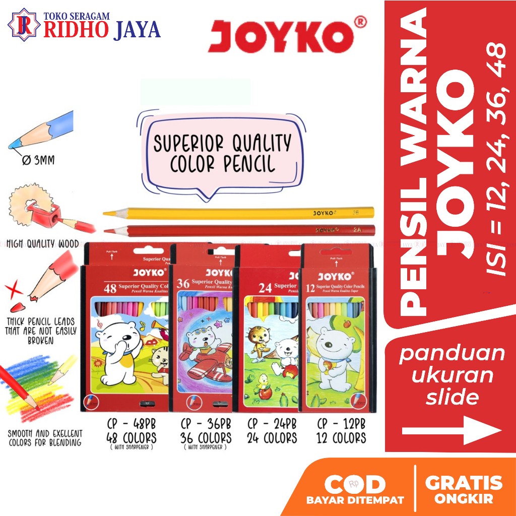 

RIDHO JAYA - Joyko Pensil Warna Superior Quality Color Pencils Hexagonal Grip PB