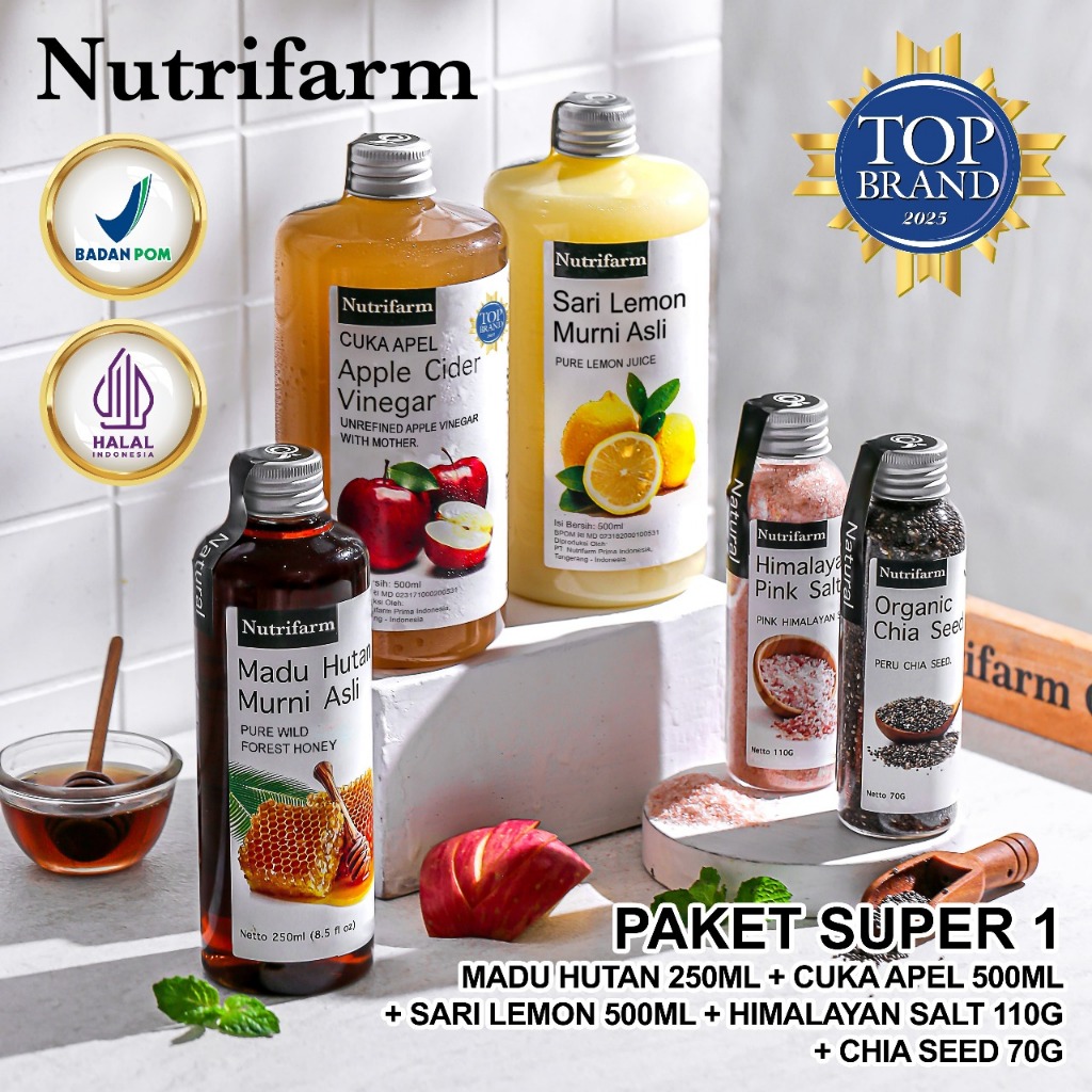 

PAKET SUPER 1 NUTRIFARM/CUKA APEL SARI LEMON MADU HUTAN HIMALAYAN SALT CHIA SEED
