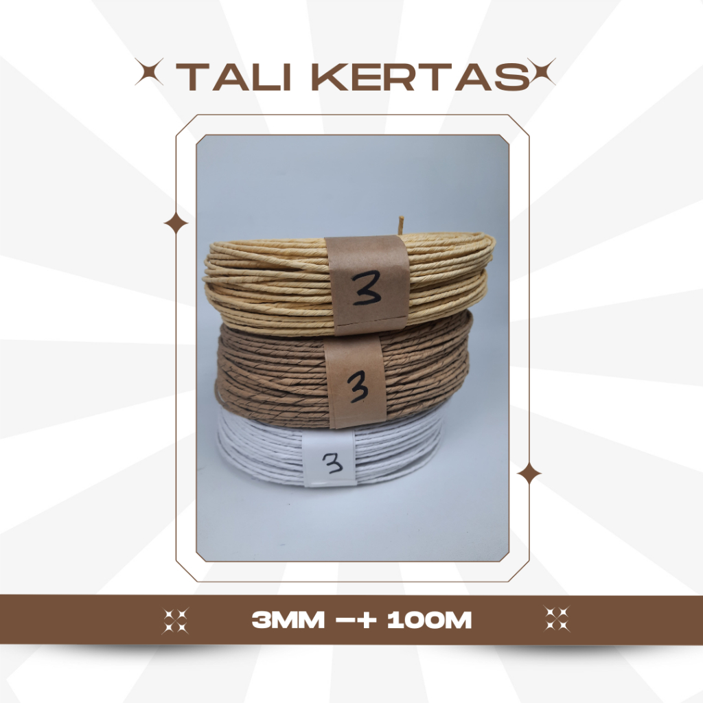 

Tali Kertas Alami 3MM panjang -+ 100 meter Tali Kertas paperbag tali souvenir tali samson tali undangan