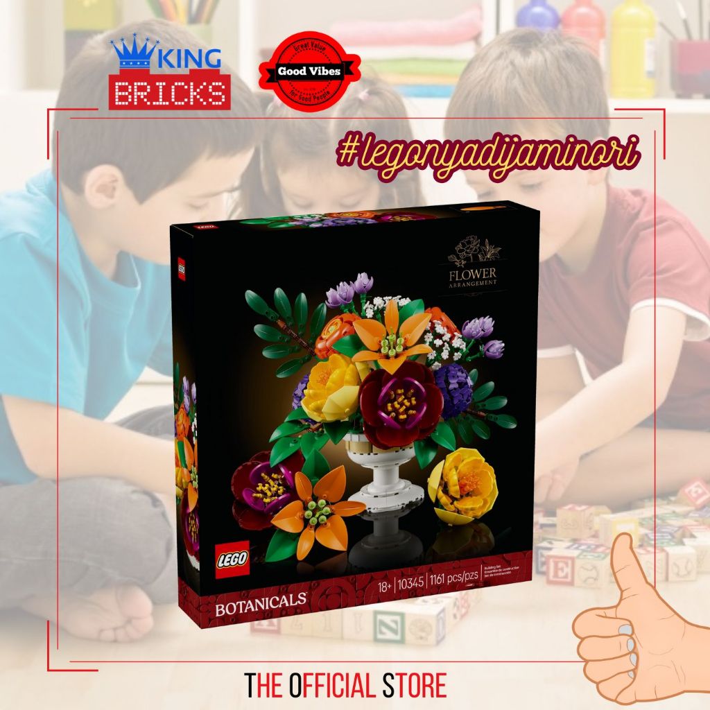 LEGO Original ICONS 10345 Flower Arrangement - Mainan Anak Koleksi Rare Model Botanical Tumbuhan Bon