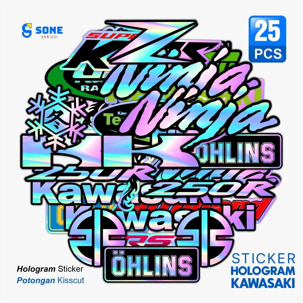 

Sticker Hologram Kawasaki / Stiker Kawasaki Merek Motor / Aksesoris Variasi Motor