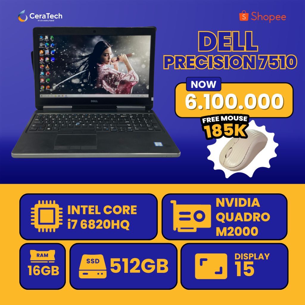 LAPTOP DELL MURAH  Dell Precicion 7510 - Intel core i7 - HARGA TERMURAH - Dell Precicion 7510 i7 gen