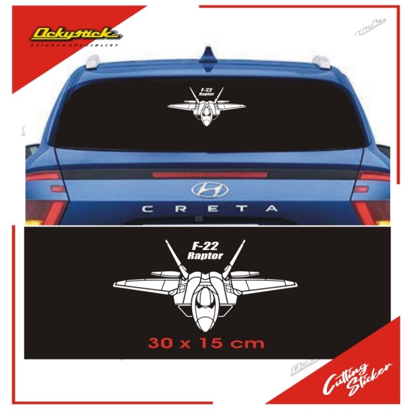 cutting sticker Pesawat F-22 RAPTOR stiker kaca belakang mobil