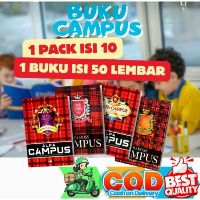 

(Promoo) Buku Tulis CAMPUS BiG Bos 50 ,BMC Campus,Skola Campus ATLAS Campus Lembar 1 Pak Isi 10 Buku