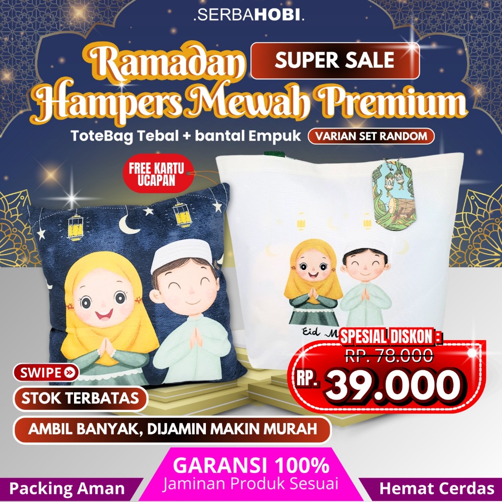 

PROMO Hampers Mewah Premium Ramadan Sale Tote Bag / Bantal / Sendok Set Sultan Free Kartu Ucapan