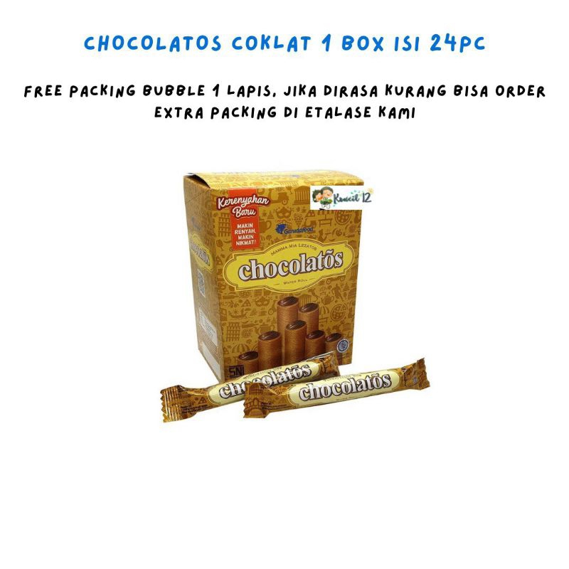 

[KRUCIL12] Chocolatos Wafer Roll Cokelat Stick Box 24 x 8.5 gr HALAL