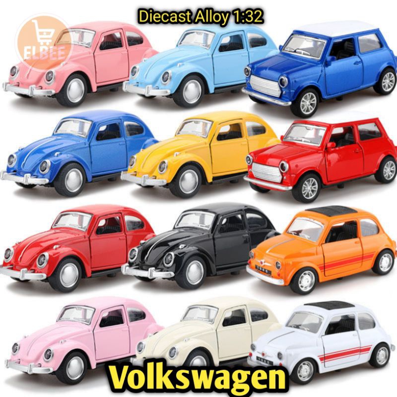 Elbee - Diecast Mobil Klasik VW Beetle VW Kodok Mini Cooper  Body Alloy Scale 1:36