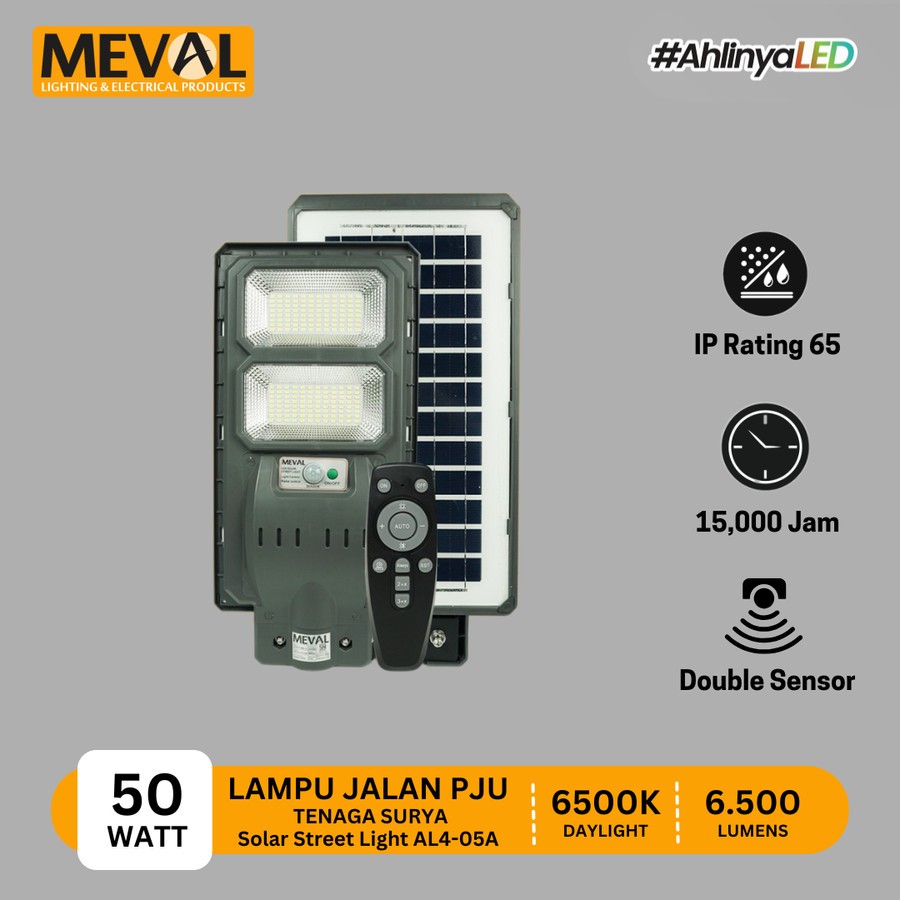 MEVAL Lampu Jalan PJU Tenaga Surya Solar Panel Street Light - 50W, 100W dan 200W