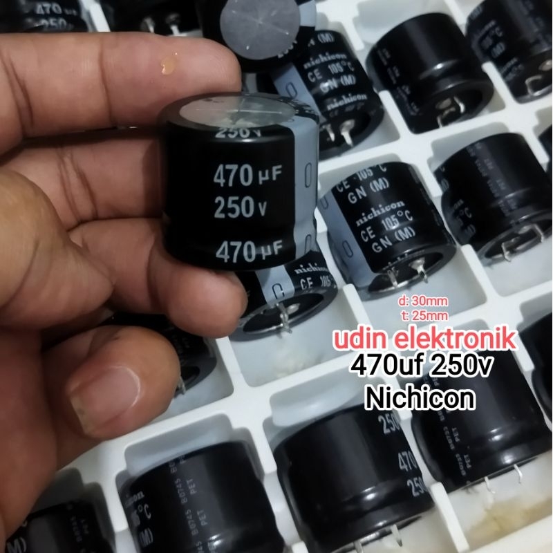 KAPASITOR ELKO 470UF 250V ORI NICHICON ELCO 470 UF 250 V