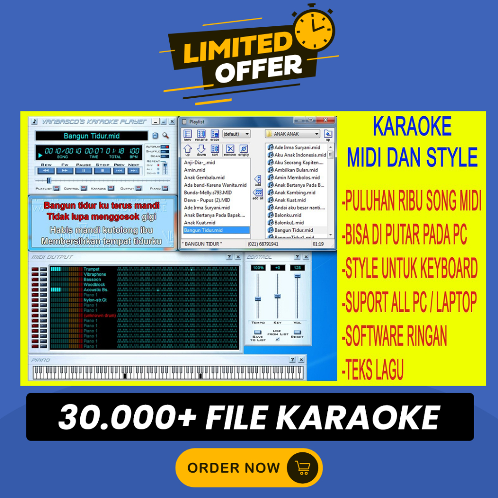 Paket 30.000+ Lagu Karaoke MIDI Song Karoke Style Keyboard Yamaha Casio Corg Roland PC Laptop Terlen