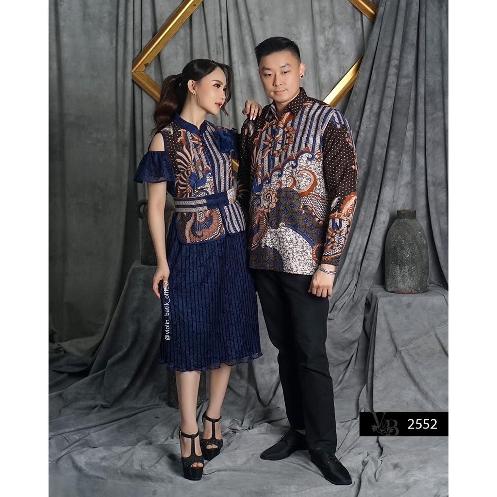 Dress Brokat Plisket Outer Batik Dobby 2552