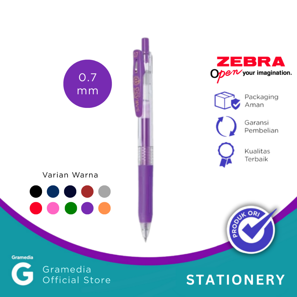 

Zebra Sarasa - Pulpen Clip 0.7 warna ungu