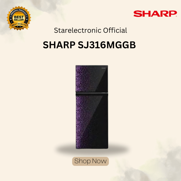 KULKAS SHARP  2 PINTU SJ316MGGB LEMARI ES 237L/SJ-316MGGB/SJ316MGGB/SHARP KULKAS ORIGINAL BERGARANSI