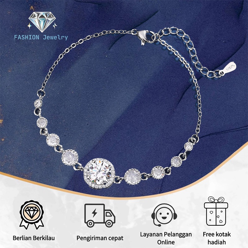 Gelang Titanium Wanita: Anti Karat & Desain Aesthetic Modern  Gelang Berlian Moissanite Kotak Hadiah