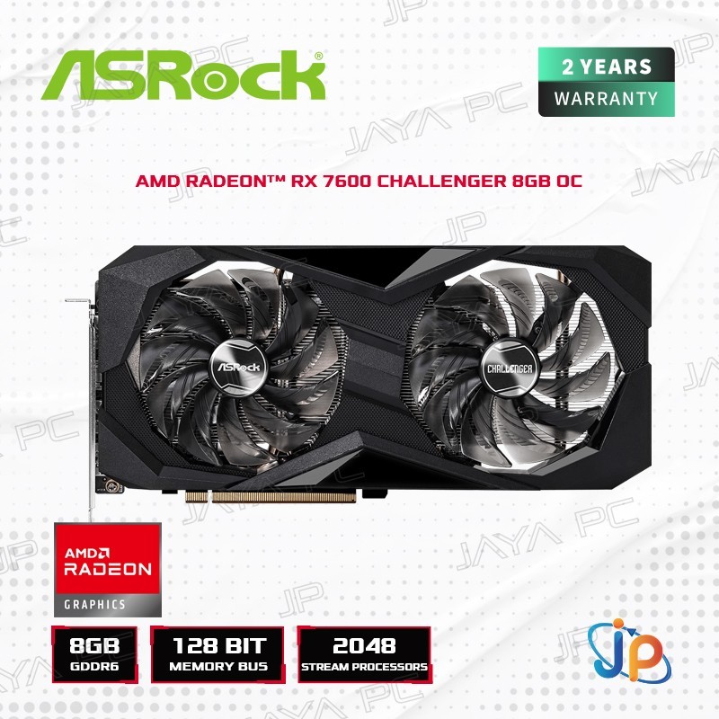 VGA ASRock AMD Radeon RX 7600 Challenger OC 8GB - 8 GB GDDR6