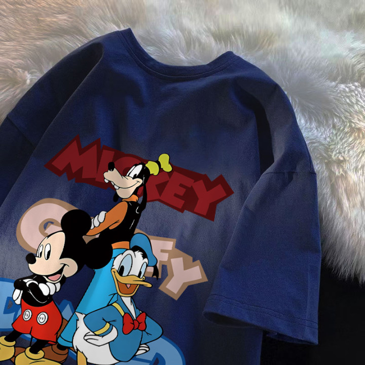 Forteid Biru laut T-shirt Lengan Pendek Baju Kaos Oversize Wanita Baju |kaus wanita korea Baju Atasa