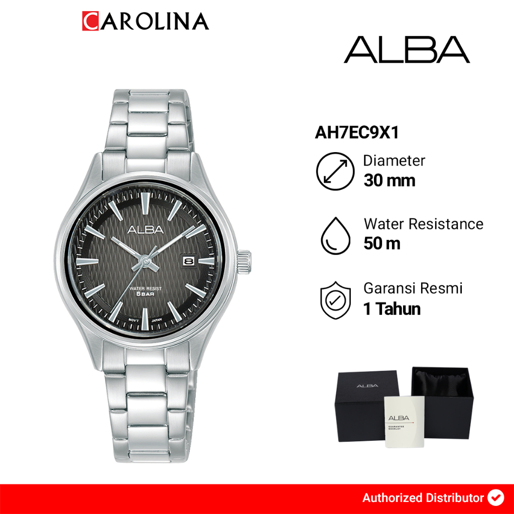 Jam Tangan Wanita Alba AH7EC9X1 Black Dial Stainless Steel Strap