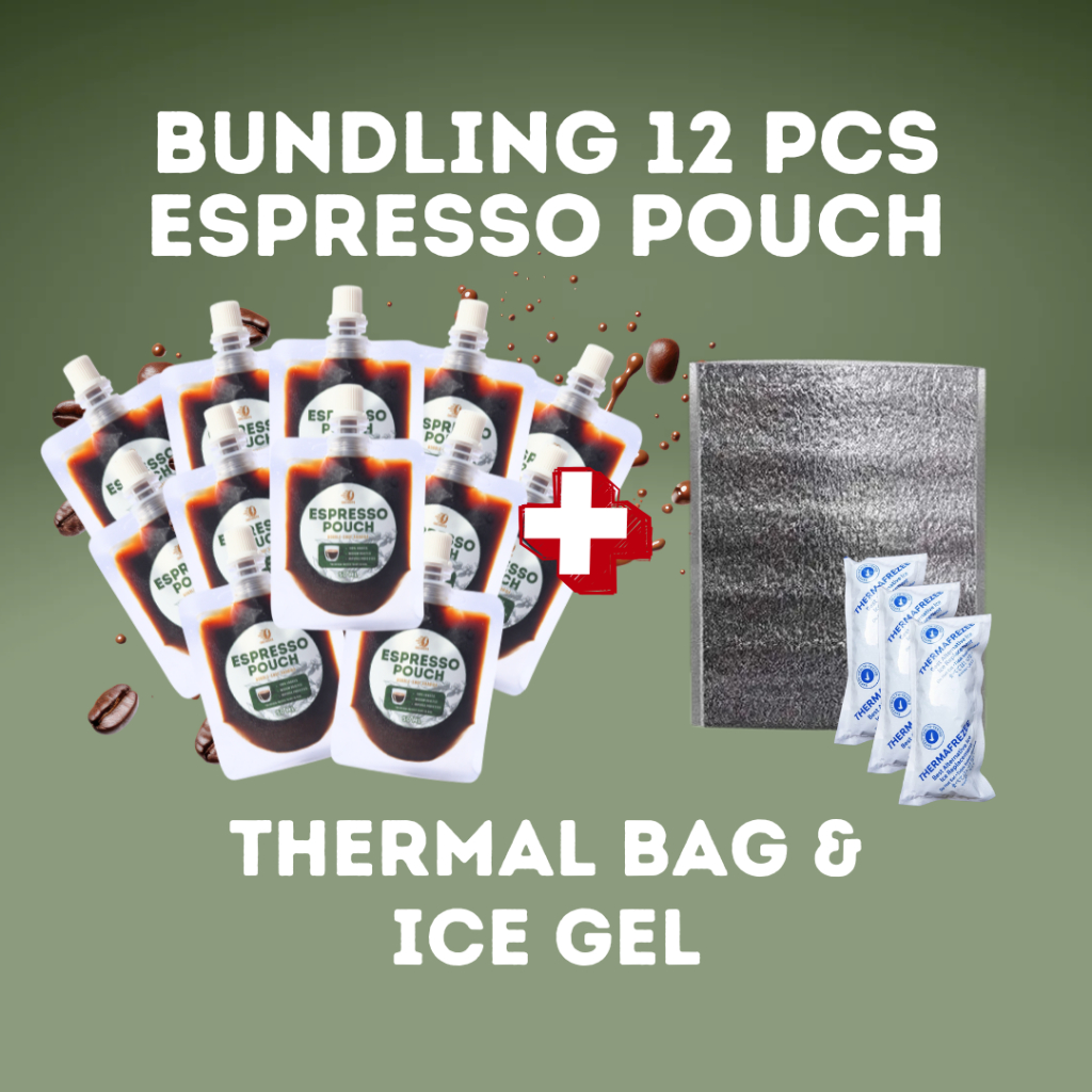 

QUIKOPI Bundling Espresso Pouch 12 pcs + Thermal Bag & Ice Gel - 100% Arabica Espresso 50 ML