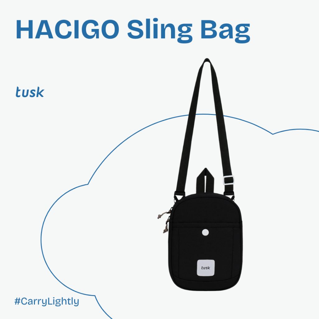 Tusk Hacigo Black Tas Selempang Pria Wanita Mini Sling Bag Tas Bahu Multifungsi