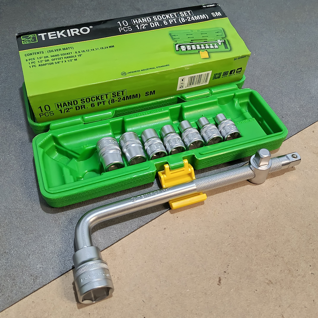 Kunci Shock Sok Set 10 Pcs Merek Tekiro 1/2DR 8-24mm 6pt Original Ready Kunci Shock Set Tekiro