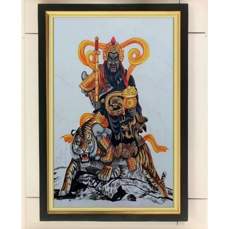 hiasan dinding lukisan cetak dewa Zhao gong ming plus figura ukuran 65*45