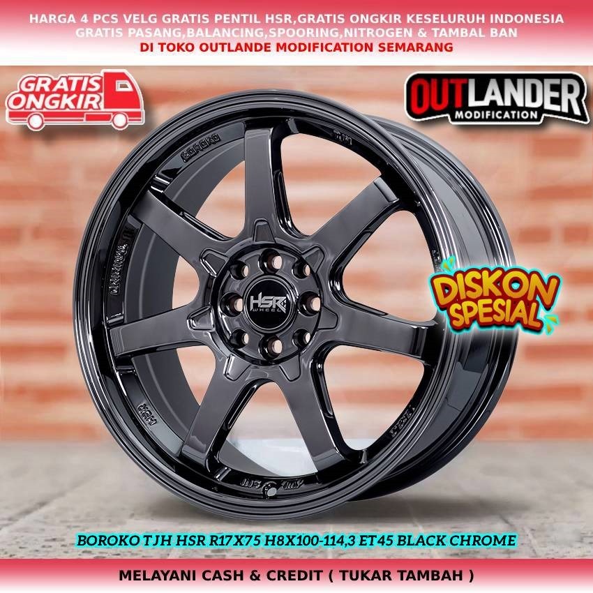 Velg Mobil Ring 17 Avanza Jazz Kijang Mobilio Xenia Livina HSR Boroko TJH R17 Black Chrome