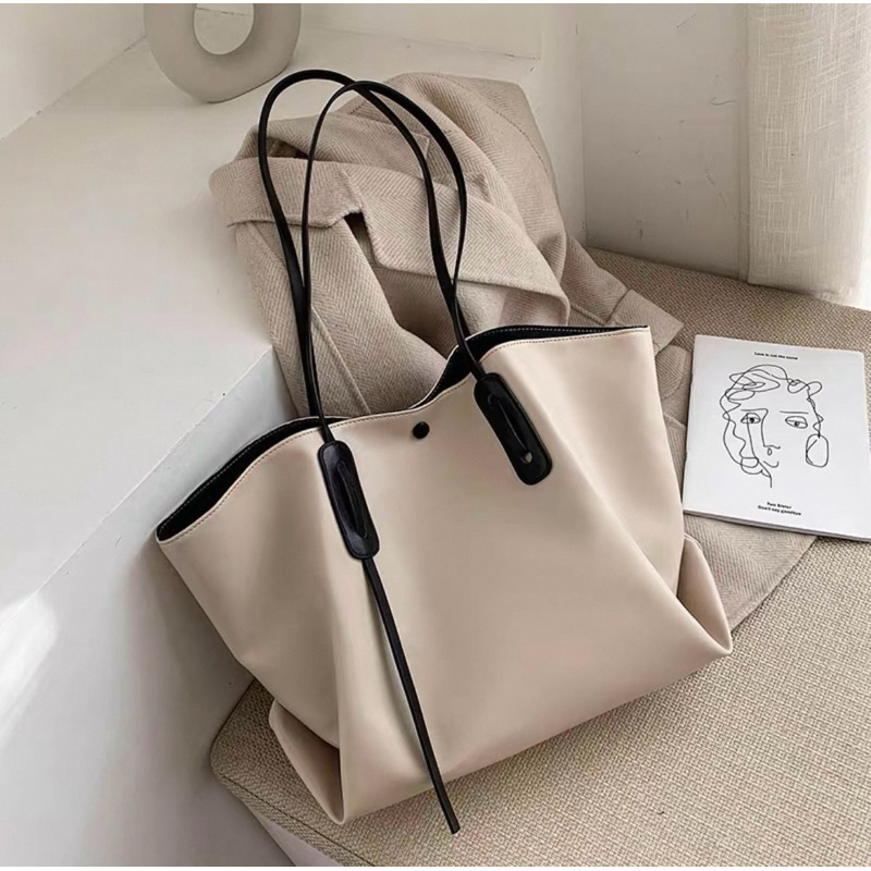 Tote bag wanita besar korea tas bahu muat laptop untuk kerja kuliah