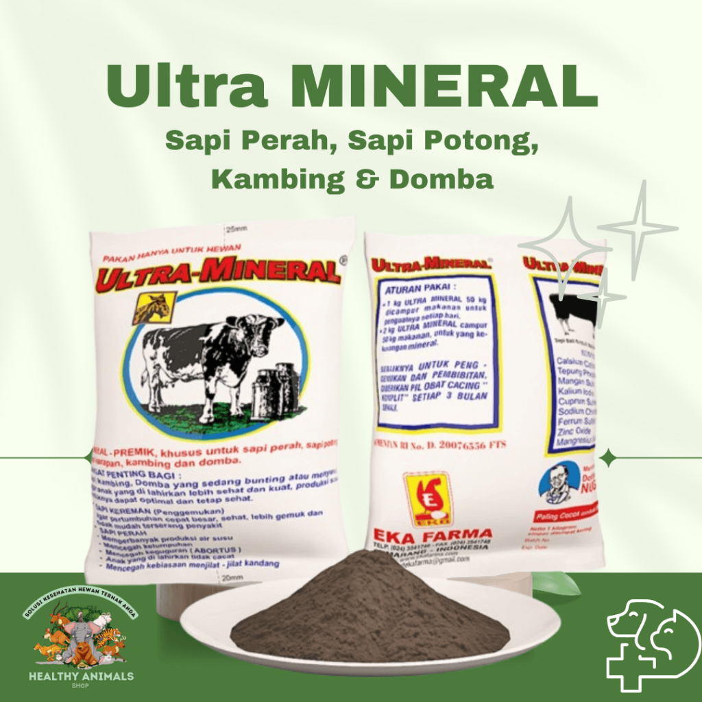 ULTRA MINERAL 1 Kg - Mineral Premix Suplemen Penggemuk Untuk Sapi Perah Sapi Potong Sapi Karapan Dom