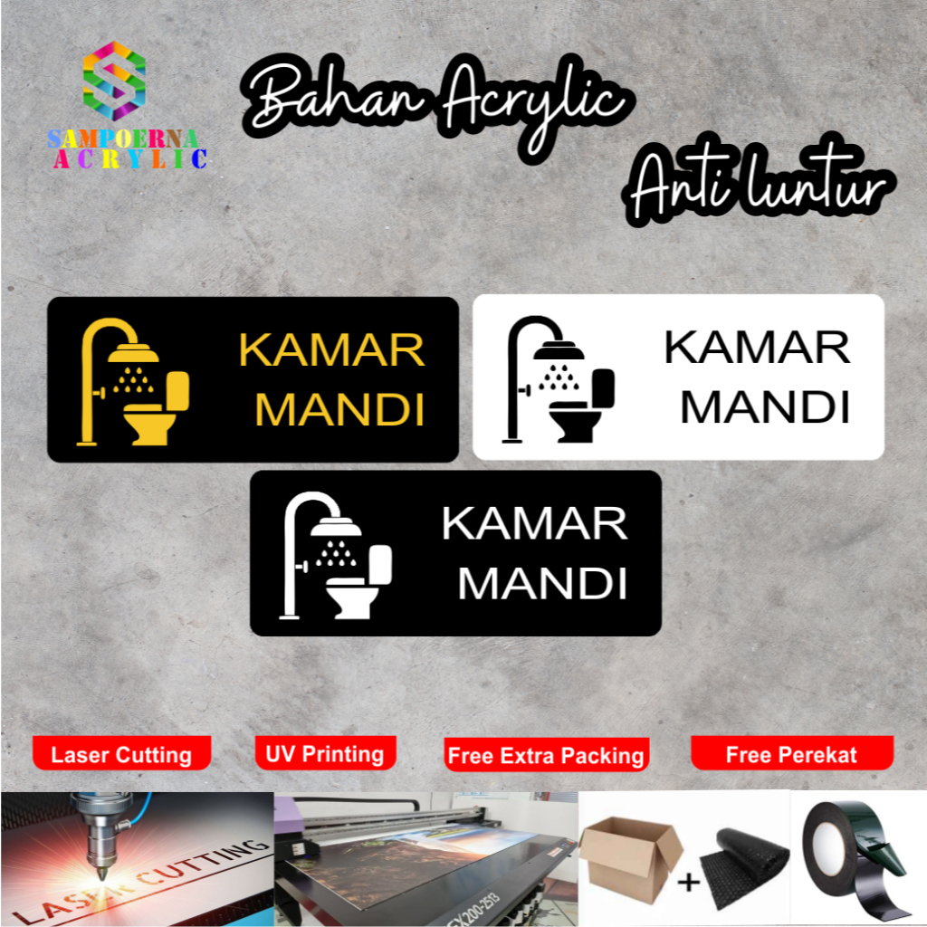 Sign Acrylic Kamar mandi | Akrilik Hiasan dinding Kamar mandi