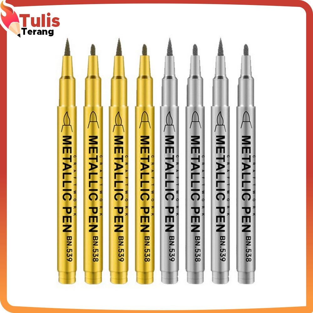 

Spidol Tinta Metalik Emas Perak Waterproof / Spidol Warna Metalik Gold Silver Metallic Craftwork Scrapbook Pen Marker Tulis Terang A118