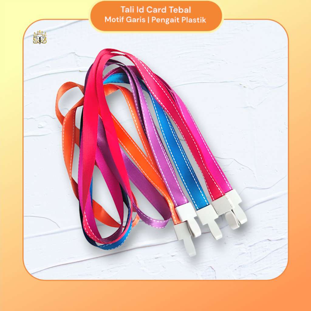 

Tali Lanyard Tebal Motif Garis / Tali Id Card Penjepit Plastik Untuk Ujian / Serbaguna