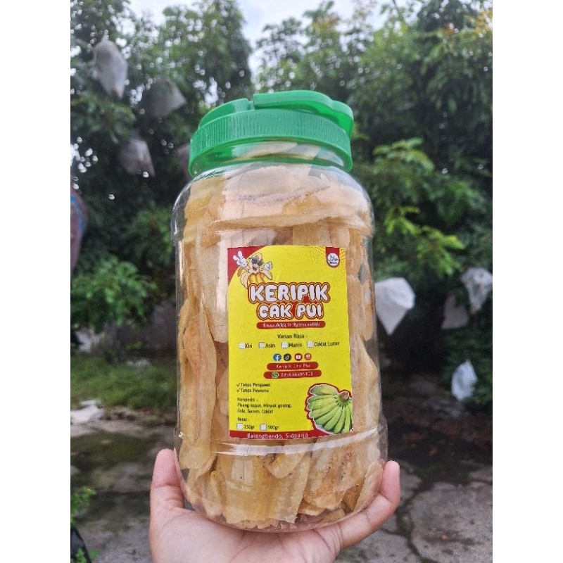 

Keripik pisang kepok asin renyah gurih free toples