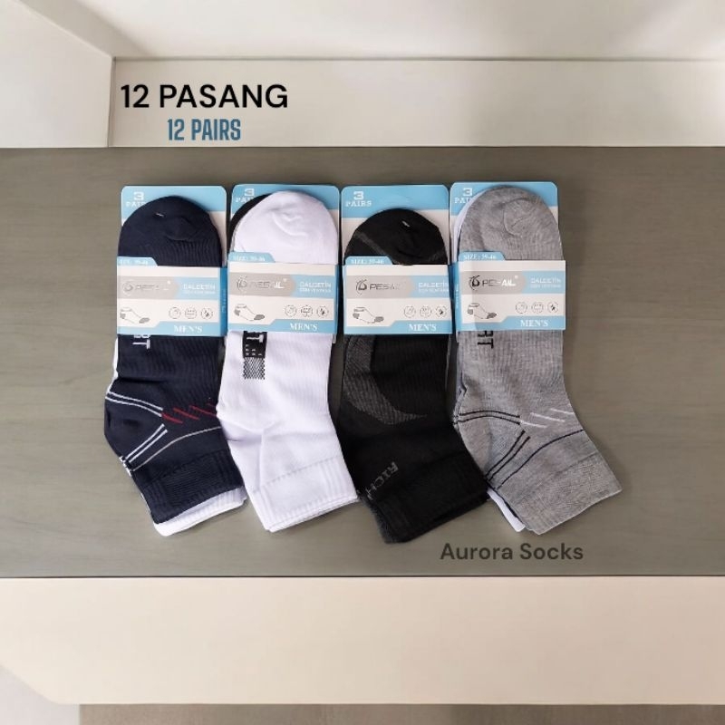 12 Pasang Kaos Kaki Olahraga Sport Pendek Tebal Original Jumbo Pria Wanita Lusinan