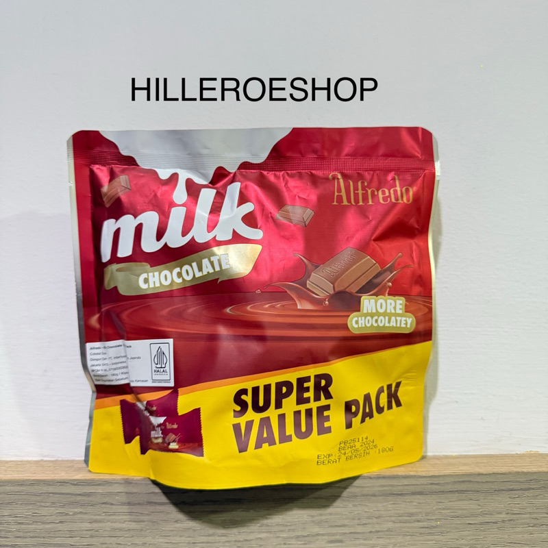

COKLAT ALFREDO MILK CHOCOLATE 180GRAM SUPER VALUE PACK ISI 40PCS 180gr