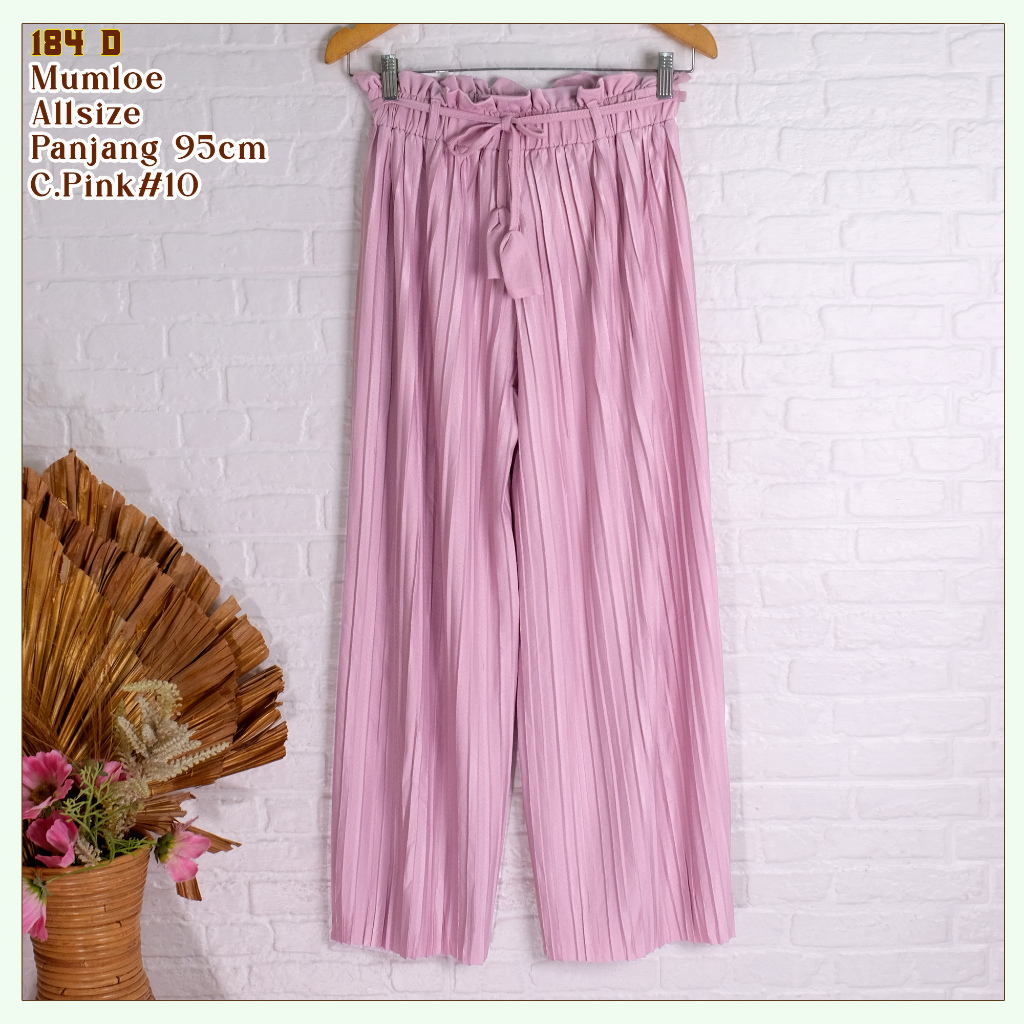 Diskon Celana Kulot Tali Plisket Wanita Premium Model Lurus Bahan Mumloe - 184D Celana Diskon