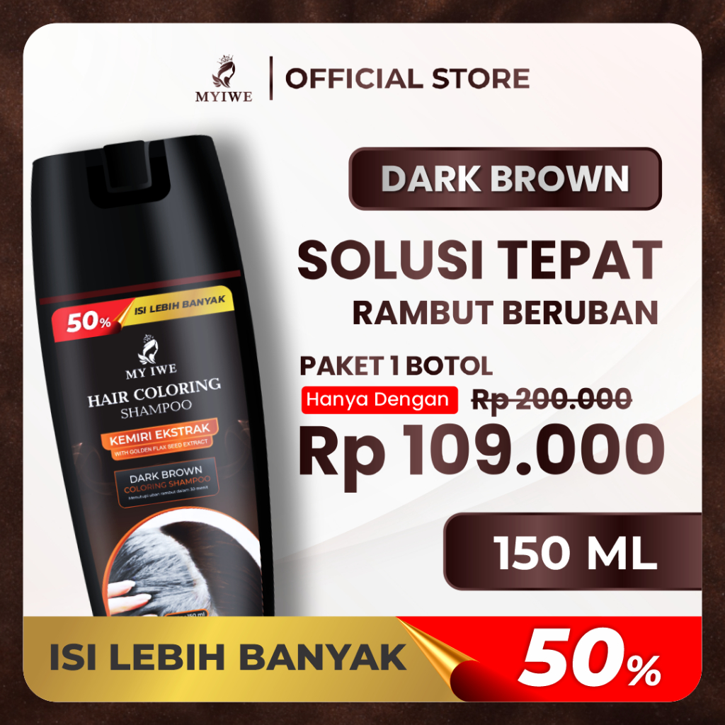 Myiwe Shampoo Penghitam Rambut Uban / Penghilang Uban / Perawatan Rambut - DARK BROWN
